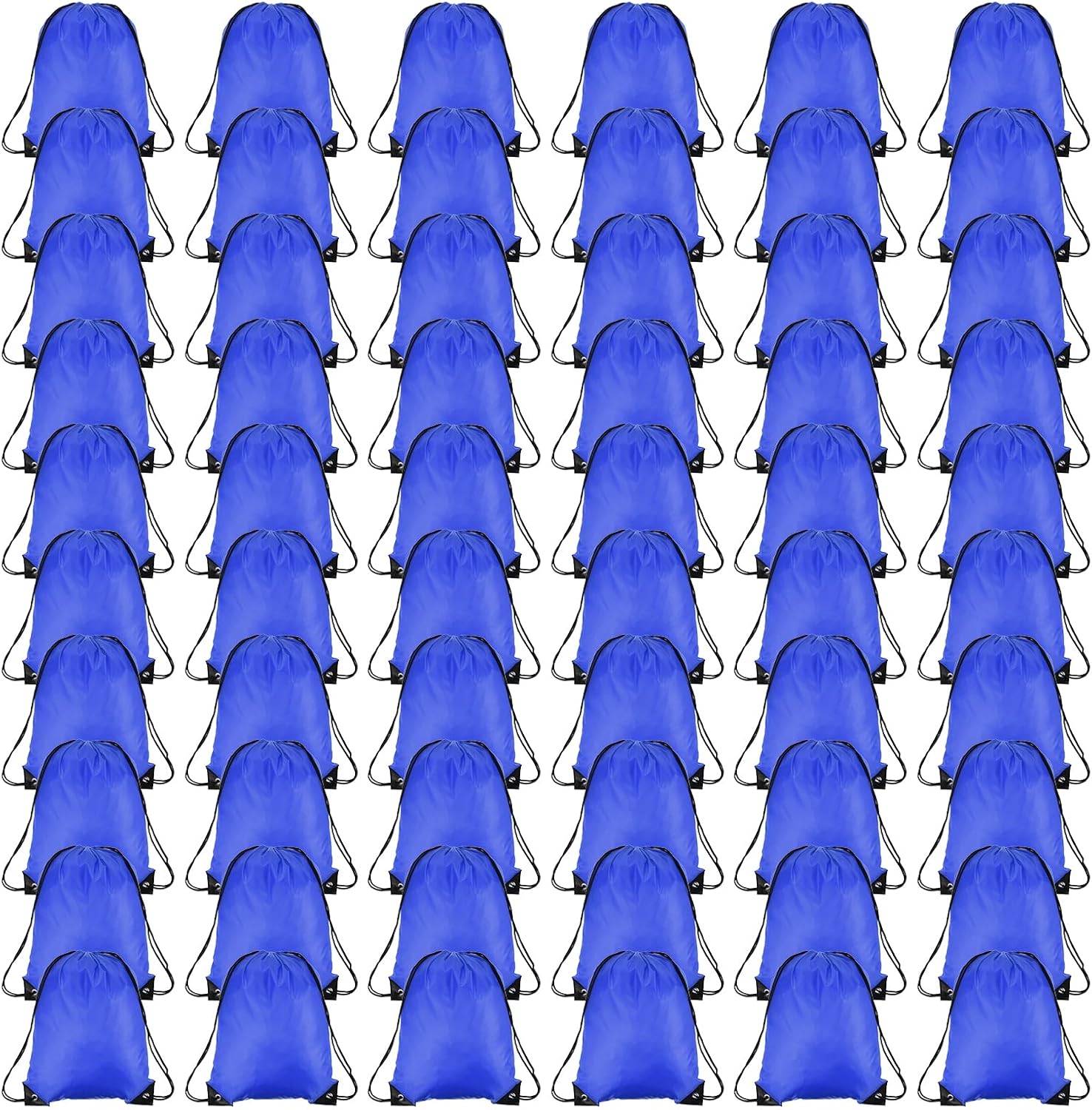 PATIKIL Drawstring Backpack Bulk 60 Pack Draw String Bags 210D Polyester Gym Cinch Sack for Women Men Gym Sport Travel Party, Blue (16.5" x 13.3")