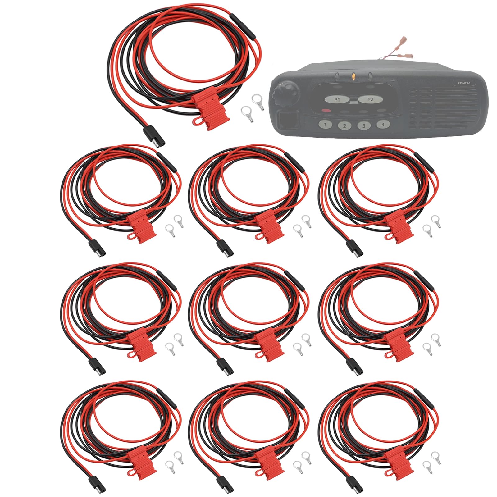 HKN4137A HKN4137 - Cable de alimentación CC para Motorola CDM750 CM200 CM300 PM400 GM388 GM3188 GM950 GM3688 CM300 CDM1250 XPR4550 Mobile Ra-dio HKN9402 HKN9402 4137AR 10 unidades