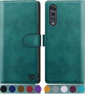 SUANPOT for LG Velvet 5G with RFID Blocking Leather Wallet case Credit Card Holder, Flip Folio Book Phone case Shockproof Cover LG Velvet 5G case Women Men for 2020 LG Velvet case Wallet Blue Green