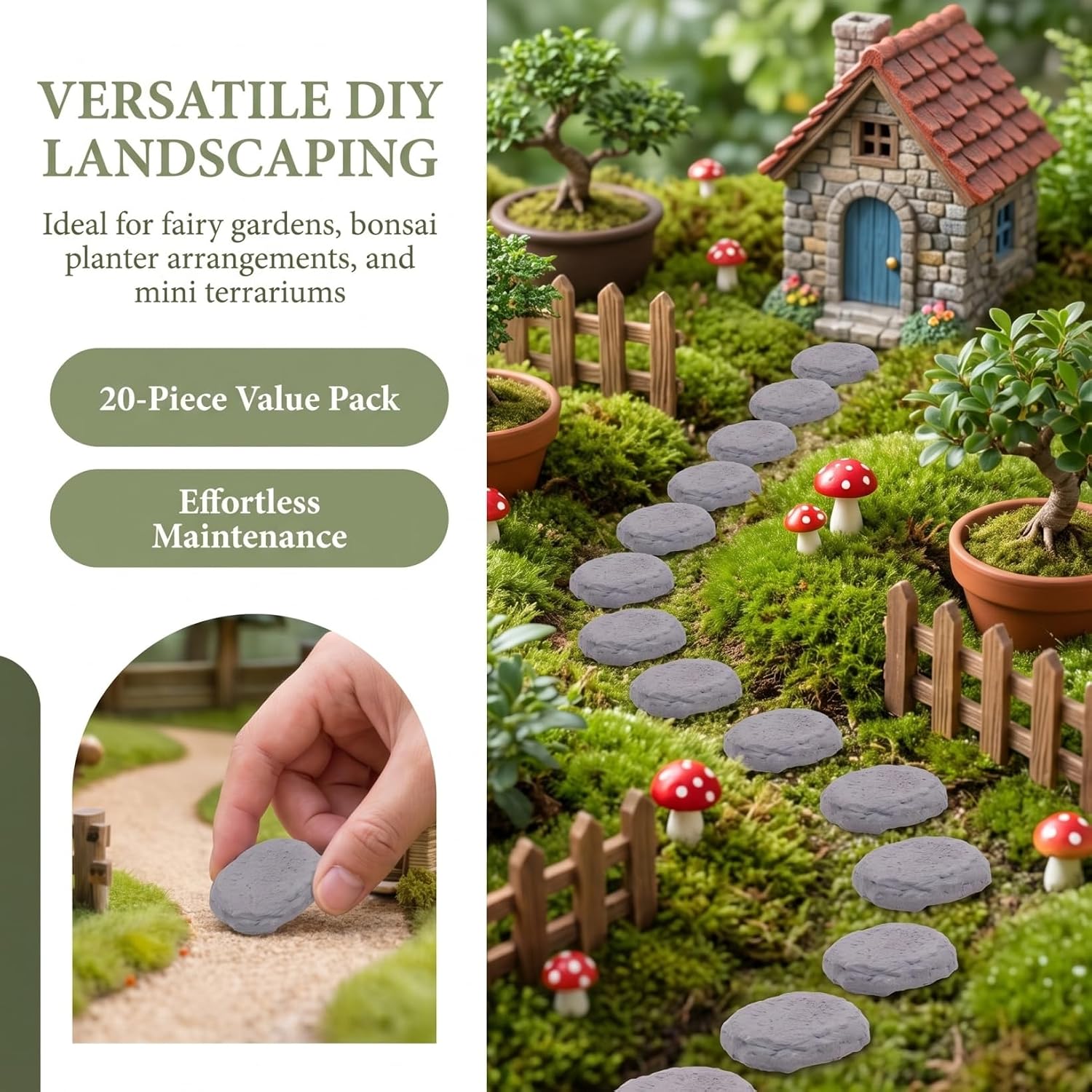 Toyvian 20pcs Miniature Resin Stepping Stone for Fairy Garden and Yard, Realistic Design Resin Rock Figurines with Fade-Resistant Material, for Miniature Landscaping and Garden Micro Rock