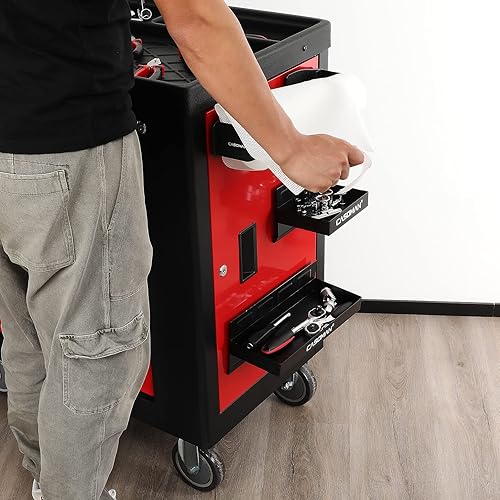 Miniatura 7 de CASOMAN Caja de herramientas magnética, bandeja, soporte para toallas de papel, juego de 4 piezas, negro, variedad de uso, duradero, imanes para