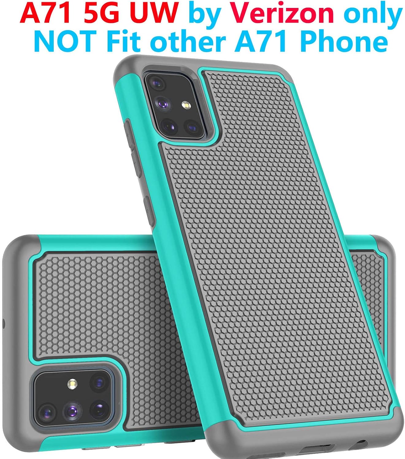 Tekcoo Galaxy A71 5G UW Case, [Verizon Only] Galaxy A71 5G UW Cute Case, [Tmajor] Shock Absorbing Rubber Silicone Plastic Bumper Grip Sturdy Hard Case Cover for Samsung Galaxy A71 5G UW [Turquoise]