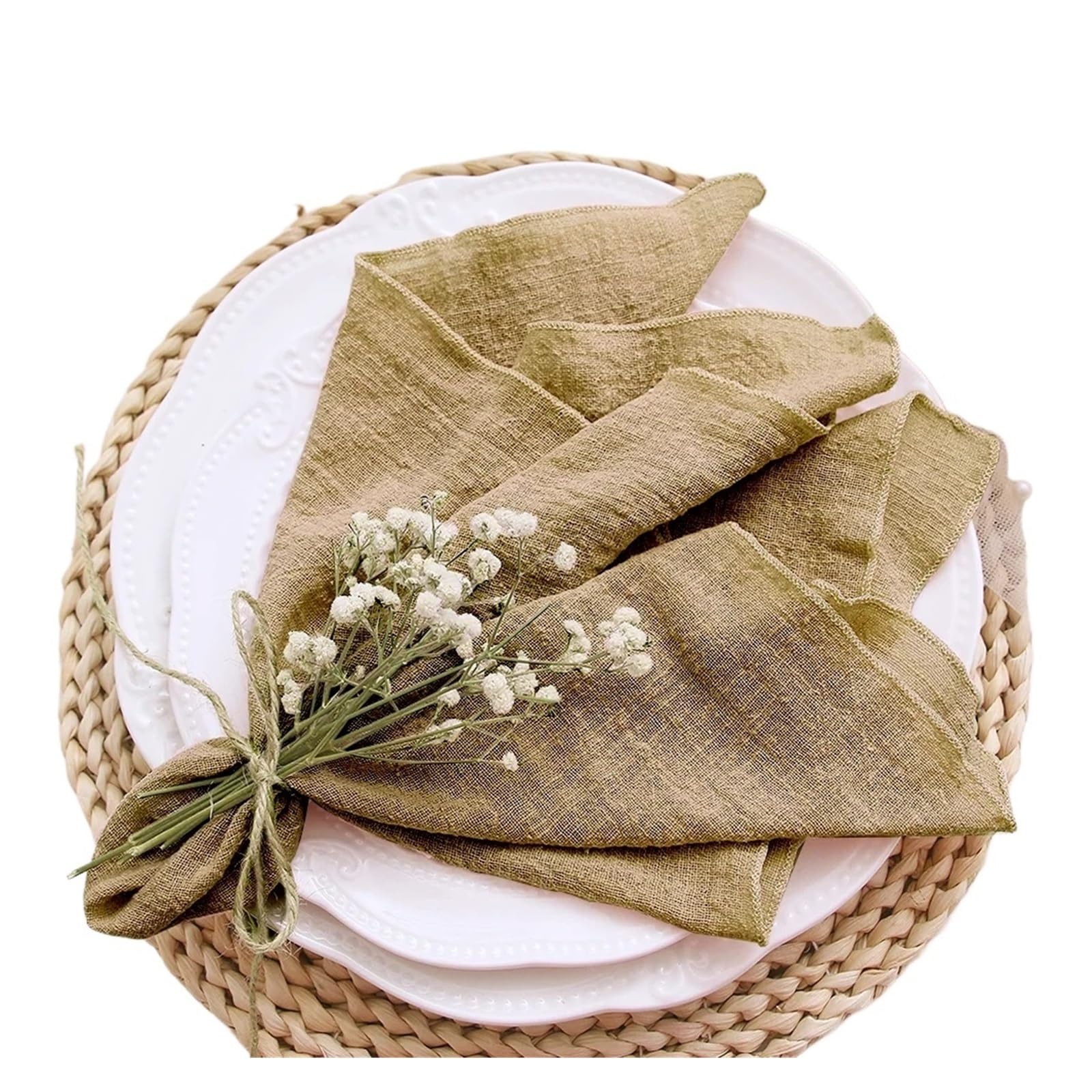Linen Napkin Cotton Gauze Fabric Napkins Blue 10pcs