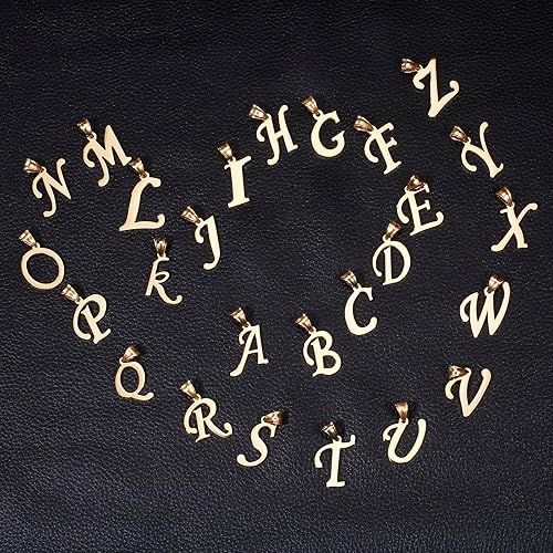 Miniatura 2 de Dijes con inicial de oro de 14 quilates, dije con nombre para mujeres y hombres