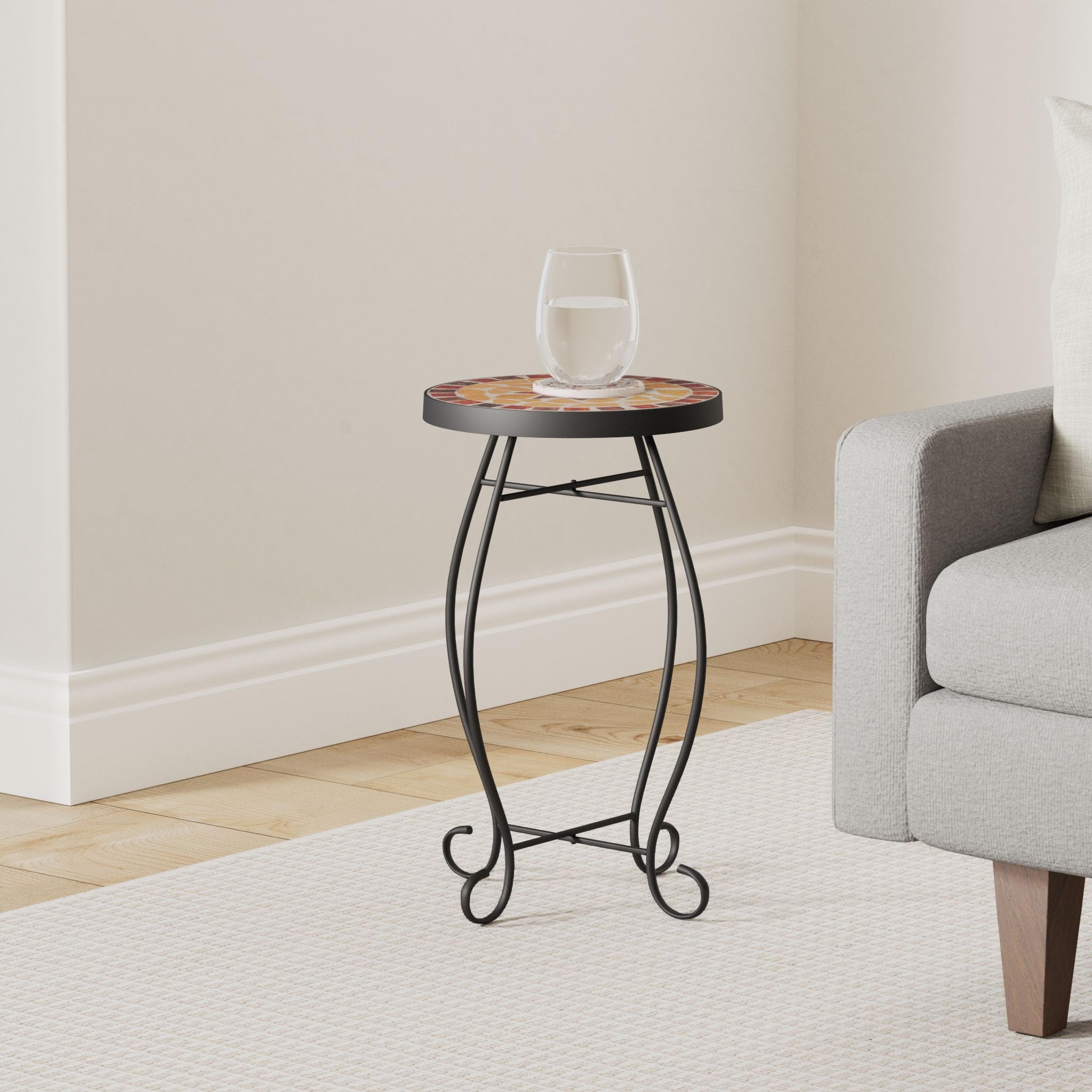 KESSER Table de bistrot ronde en mosaïque 60 x 34 cm métal jardin intérieur extérieur