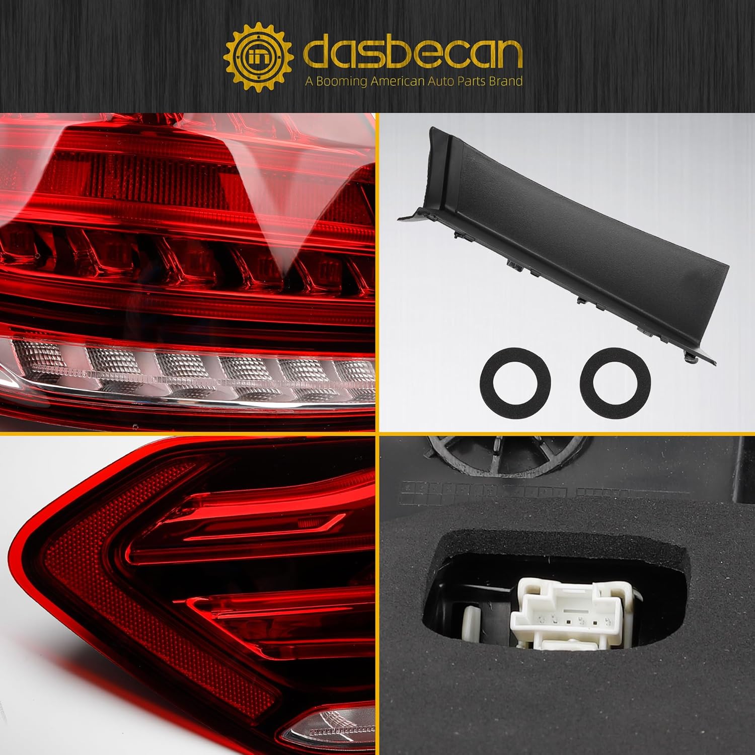 Dasbecan Driver Left Side Tail Light Assembly Compatible with 2014-2016 Mercedes Benz W212 E Class E250 E300 E350 E400 E550 E63 Rear Lamp Outer w/Led Bulbs Replaces# 2129061303 MB2804112