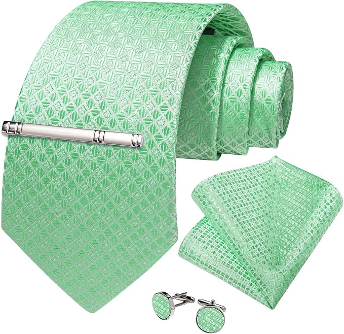 Corbata de seda a cuadros para hombre con caja de regalo miniatura 3