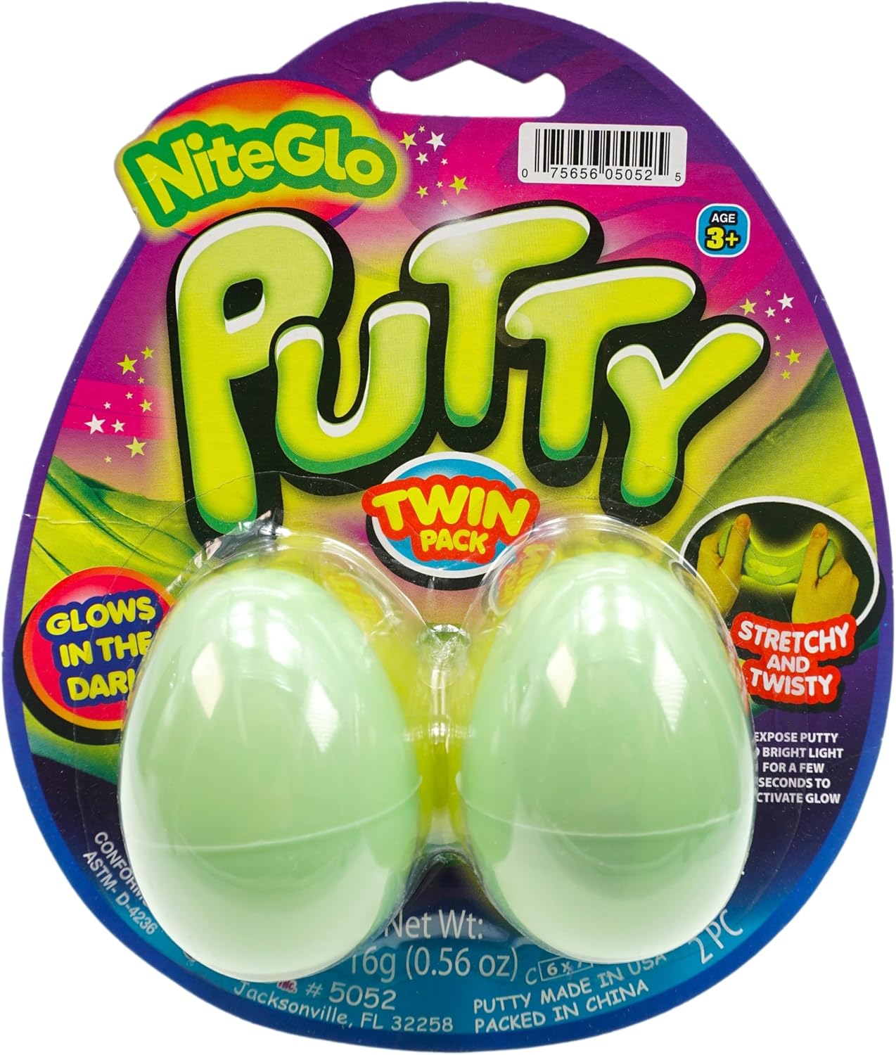 JA-RU Glitter & Glow in the Dark Slime Putty Fidget Toys (6 Pack, 12 Units) - Stretchy Sensory Putty for Kids, Stress Relief Toy, Mini Slime Party Favors & Goodie Bag Stuffers. 5052-6s
