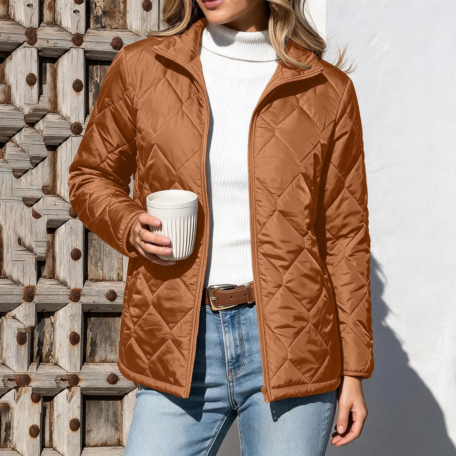 Generisch Winterjacke Damen Warm Steppjacke Leichte Winter Übergangsjacke