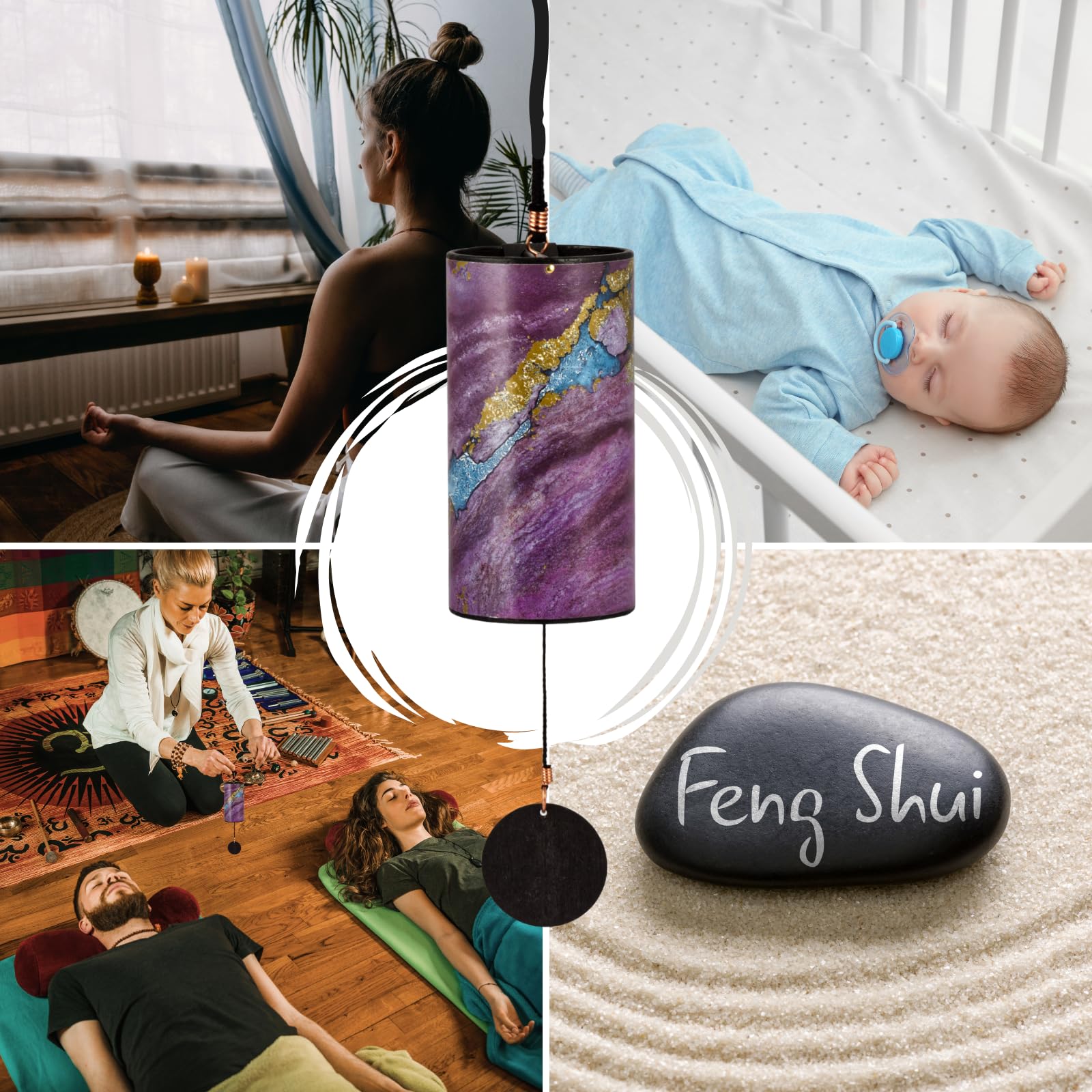 Zaphir Klangspiel Sufi mit Geschenkverpackung | Windspiel Geschenk - Chimes für Yoga, Kinder und Meditation in Lila