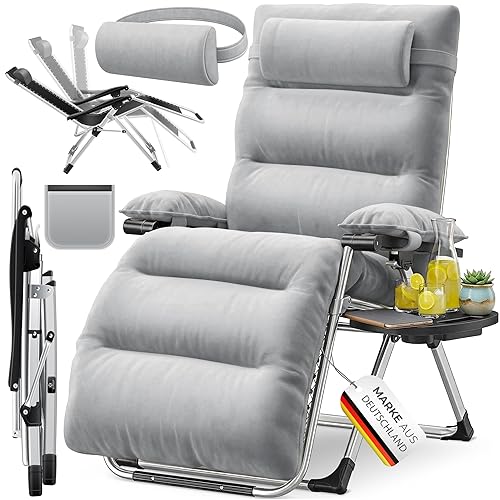 KESSER® Sonnenliege Liegestuhl,Gartenliege extra breit & Wetterfest,Belastbar 200kg,Ergonomisches Polster verstellbare