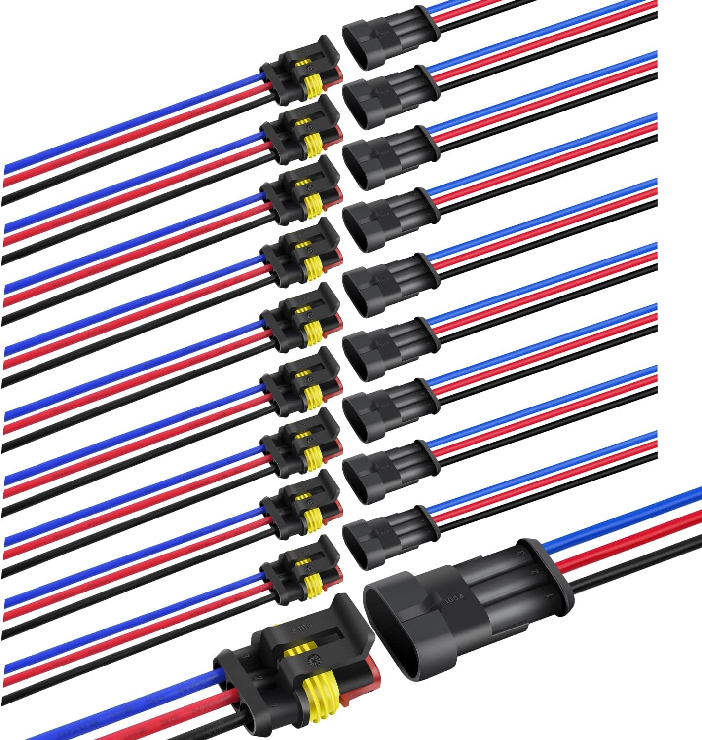 Nilight 3Pin Electrical Wire Connectors Male and Female Plug Socket Quick Disconnect Waterproof Plug and Play Wire Terminals for Automotive Cars Trucks Motorcycles Marine Boats, 2 Years Warranty
