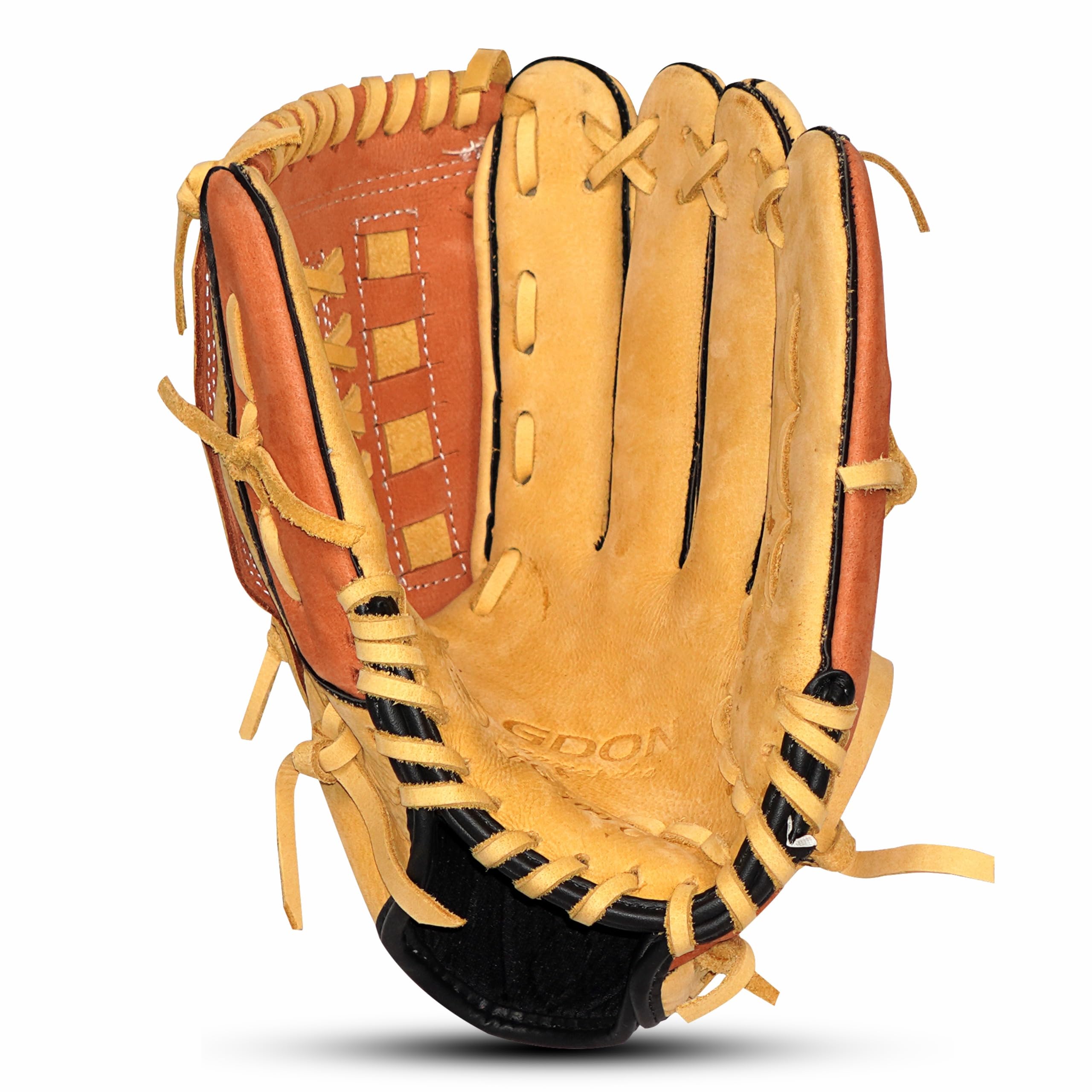 Sponsored Ad - GDON Softball and Baseball Brown Yellow Left Hand Glove