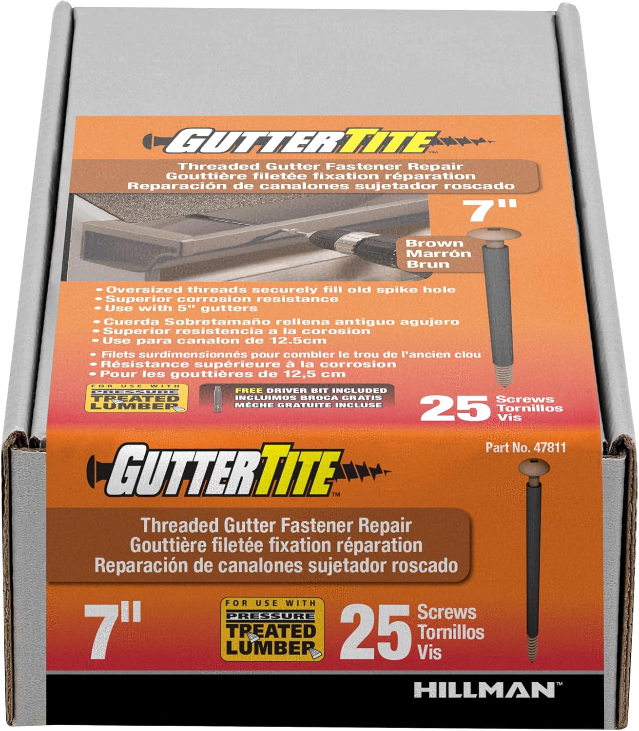 Hillman 47811 5/16 X 7-Inch Guttertite Screw, Brown, 25-Pack