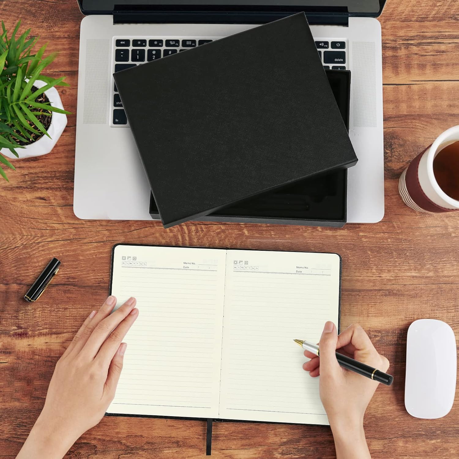 Kesote College Ruled Hardcover Executive Writing Notebook Gift Set - A5 Lined Journal with Pen & Gift Box, 200 Pages, 8.3" x 5.8" Faux Leather, Black - Image 5