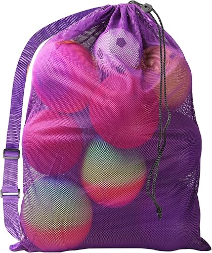 Miniatura 32 de GSE Games & Sports Expert 24x36/30x40 X-Large Mesh Sports Equipment Drawstring Bag for Soccers, Basketballs, Footballs Azul,negro, (Black-1