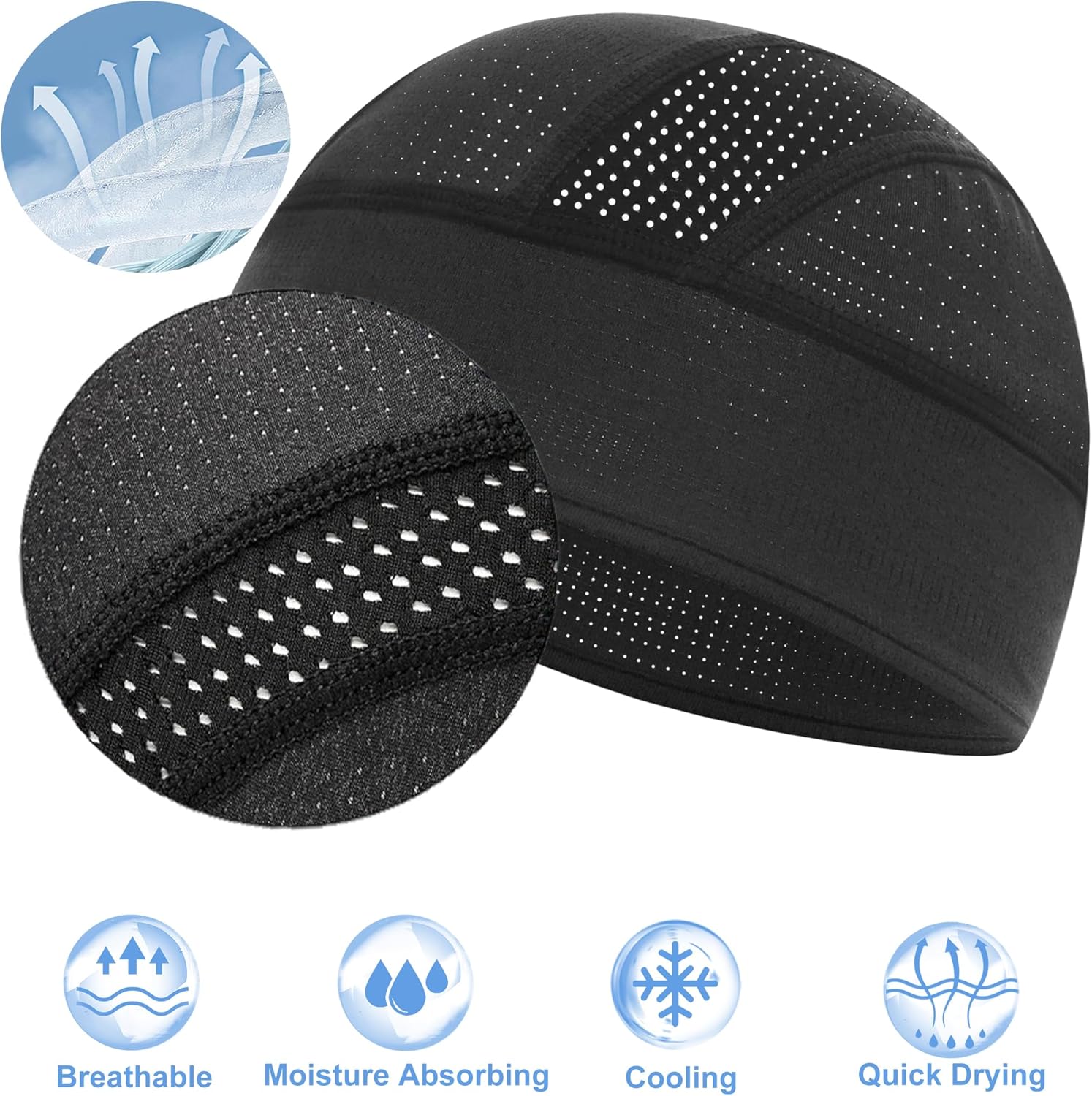 vidsel Skull Cap Cooling Helmet Liner Beanie Breathable Mesh Sweat Wicking Cycling Running Hat for Men Women - Image 7