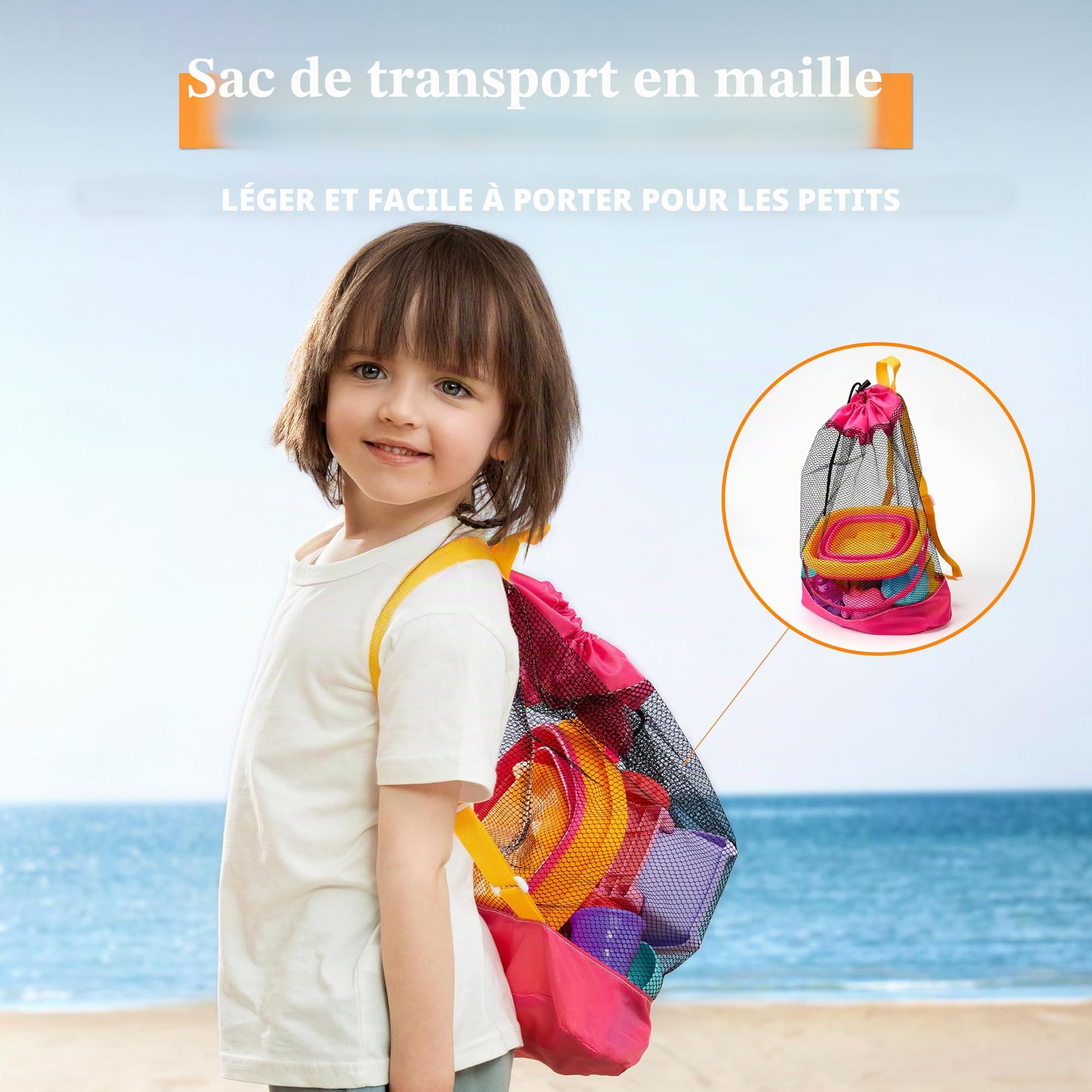Sloosh Ensemble de jouets de sable de plage – Moules à sable de voyage avec voiture, camion, seaux pliables et pliables – Pelles à sable – Ensemble de moules à crème glacée en château avec sac en