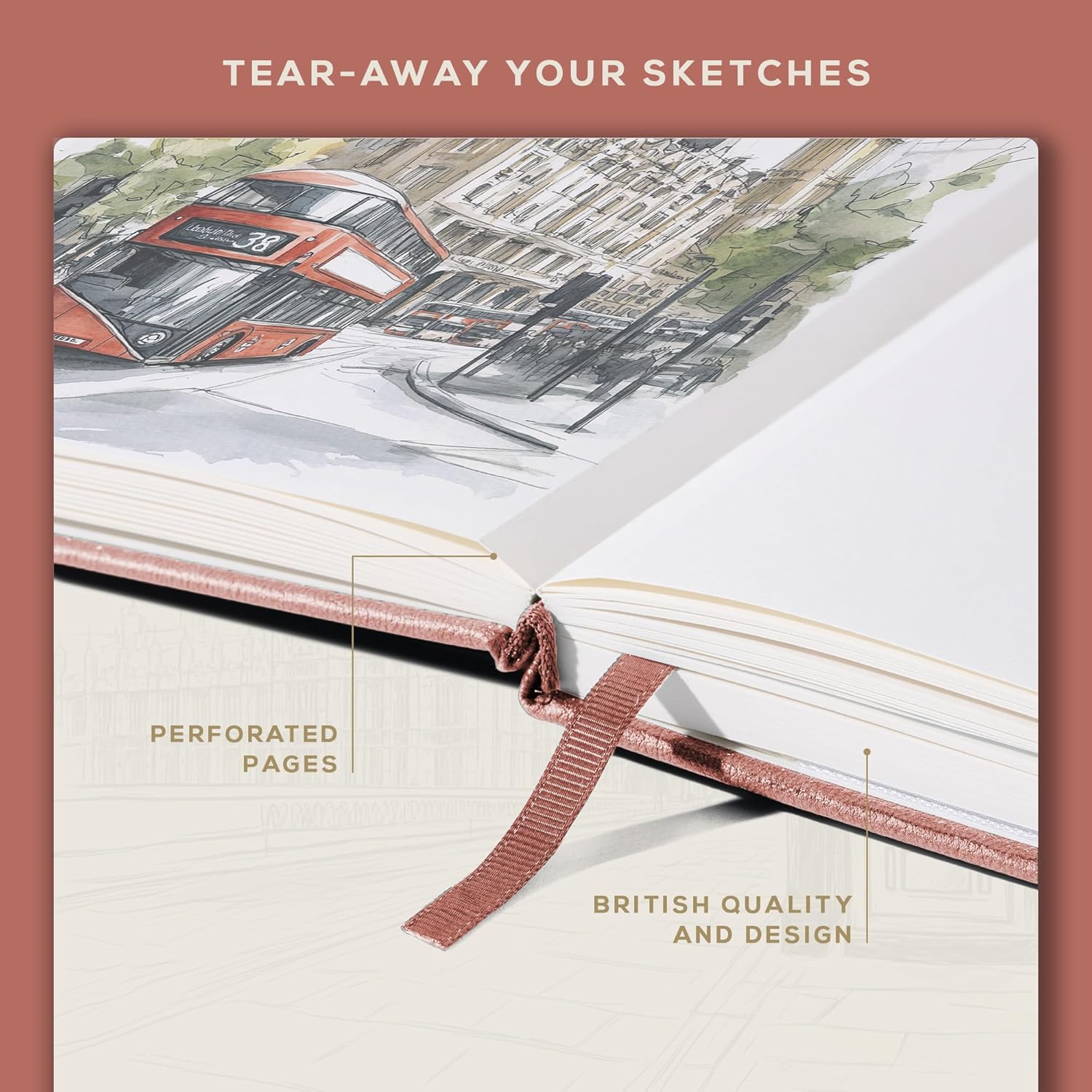 Beechmore Books A4 Mixed Media Sketchbook - 8.5"x11" Hardcover Lay-Flat Art Journal, 160 GSM / 98 lb Professional Ivory Paper, 156 Perforated Pages, Gift Box, Ink, Drawing and Light Watercolor