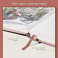 Vista 6 de Beechmore Books Cuaderno de bocetos A4 – 8.5 x 11 pulgadas, encuadernado en cuero vegano de alta calidad, tapa dura con 156 páginas gruesas de 160