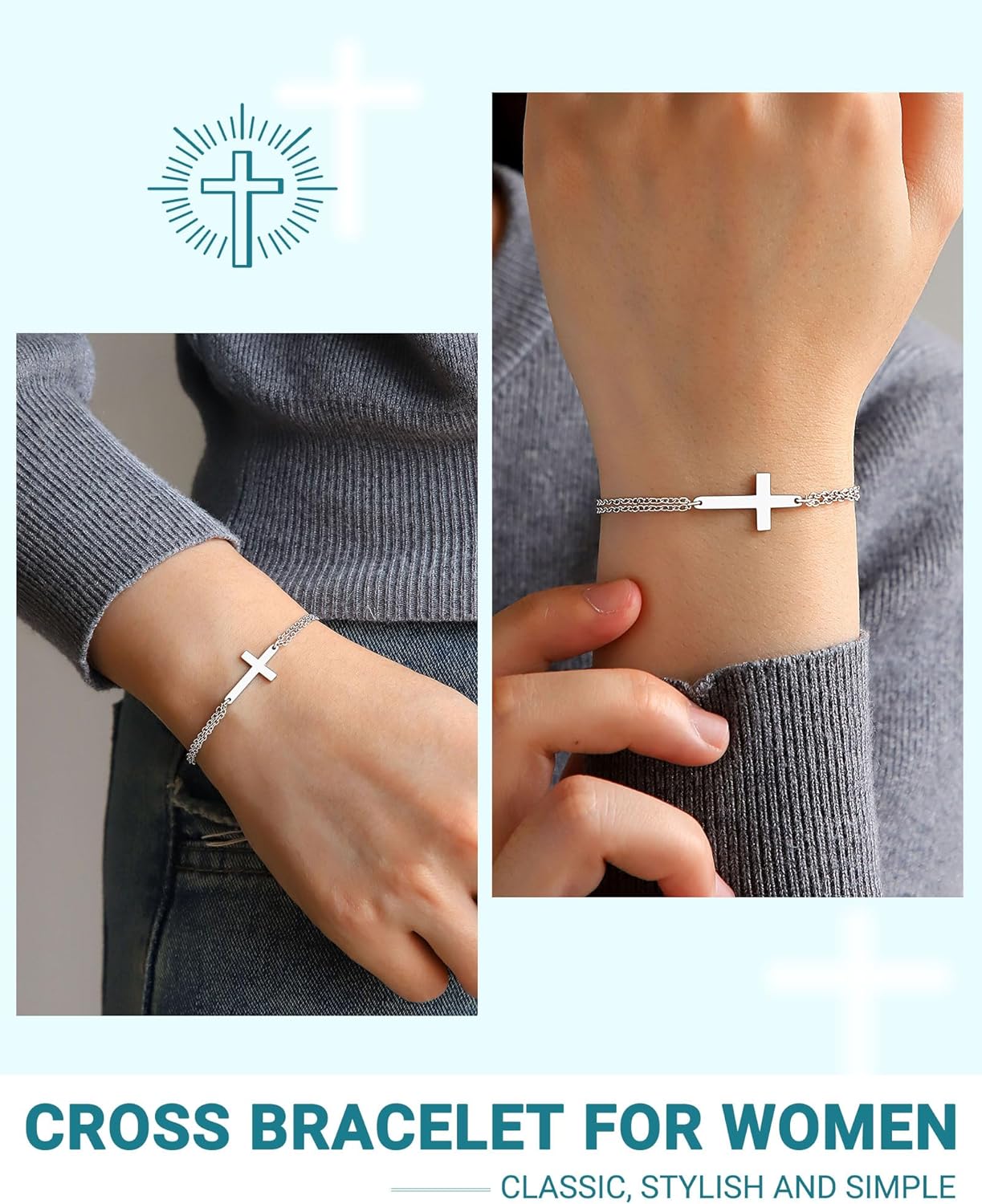 UPROMI Christian Gifts for Women, Best Friend Religious Gifts for Women Jewelry Cross Bracelet Easter Gifts for Women - Image 2