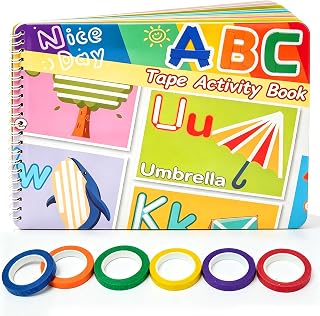 UIIOPJIOM ABCテープ アクティビティブック 幼児用 就学前の学習アルファベット 静かな本 モンテッソーリ 教育 忙しい本 文字付き 感覚 飛行機 旅行玩具