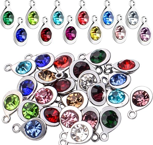 Miniatura 1 de Aylifu 24 dijes de cristal con diamantes de imitación, colgantes de piedras bithstones en forma de gota de agua para hacer joyas, collares, pulseras