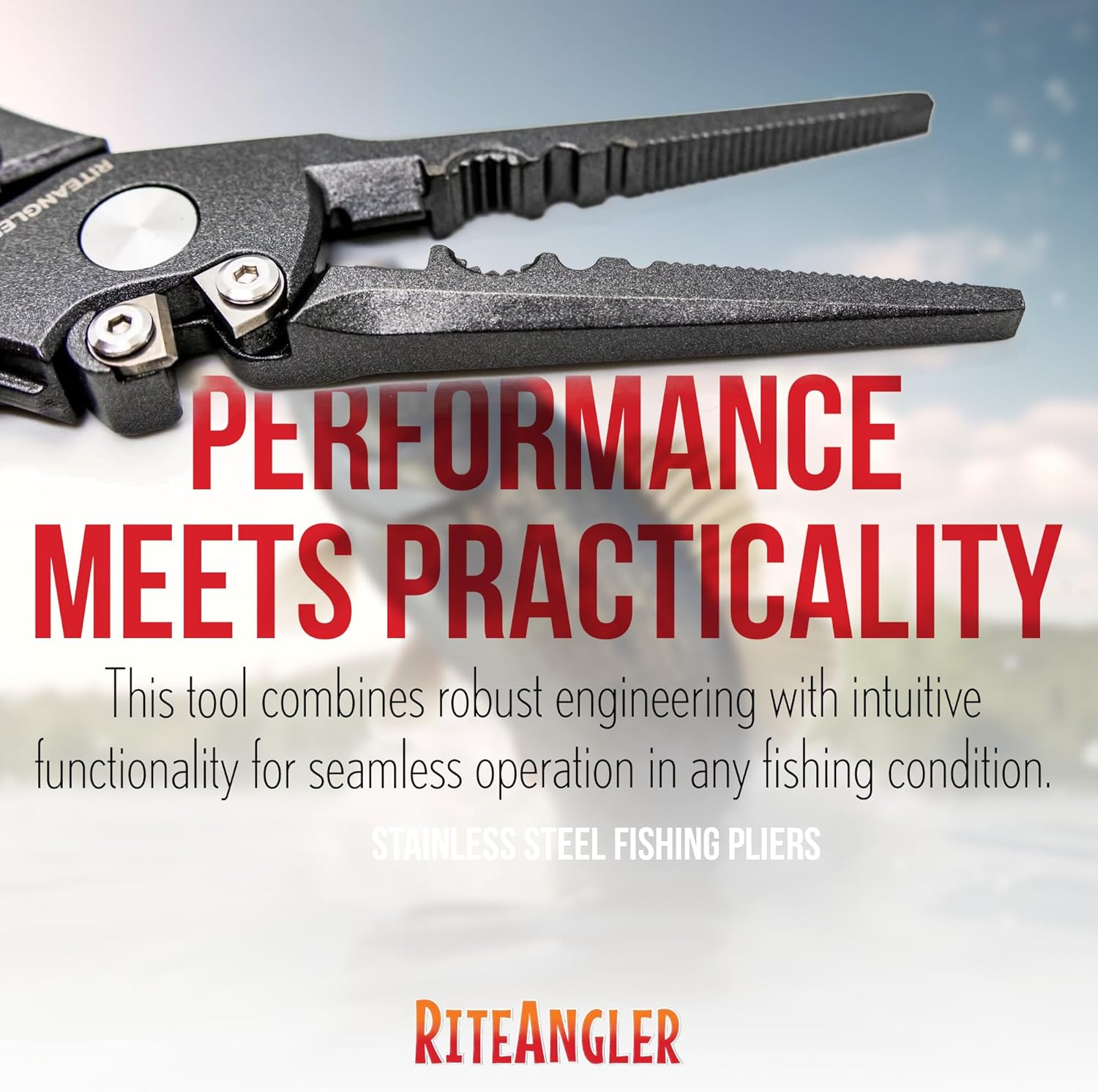 Charlie's Worms Stainless Steel Fishing Pliers - Hook Remover with Safety Lock, Split Ring Tool, Line Cutter, Saltwater & Freshwater Accessories, Gifts for Men, Teens, Crappie & Catfish Gear