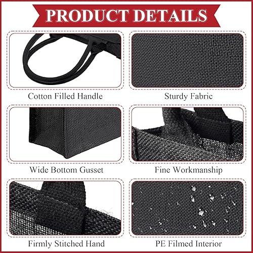 Vista 3 de Saintrygo 10 bolsas de arpillera de arpillera para regalo con asas, reutilizables, para playa, dama de honor, bolsas de bienvenida para bricolaje