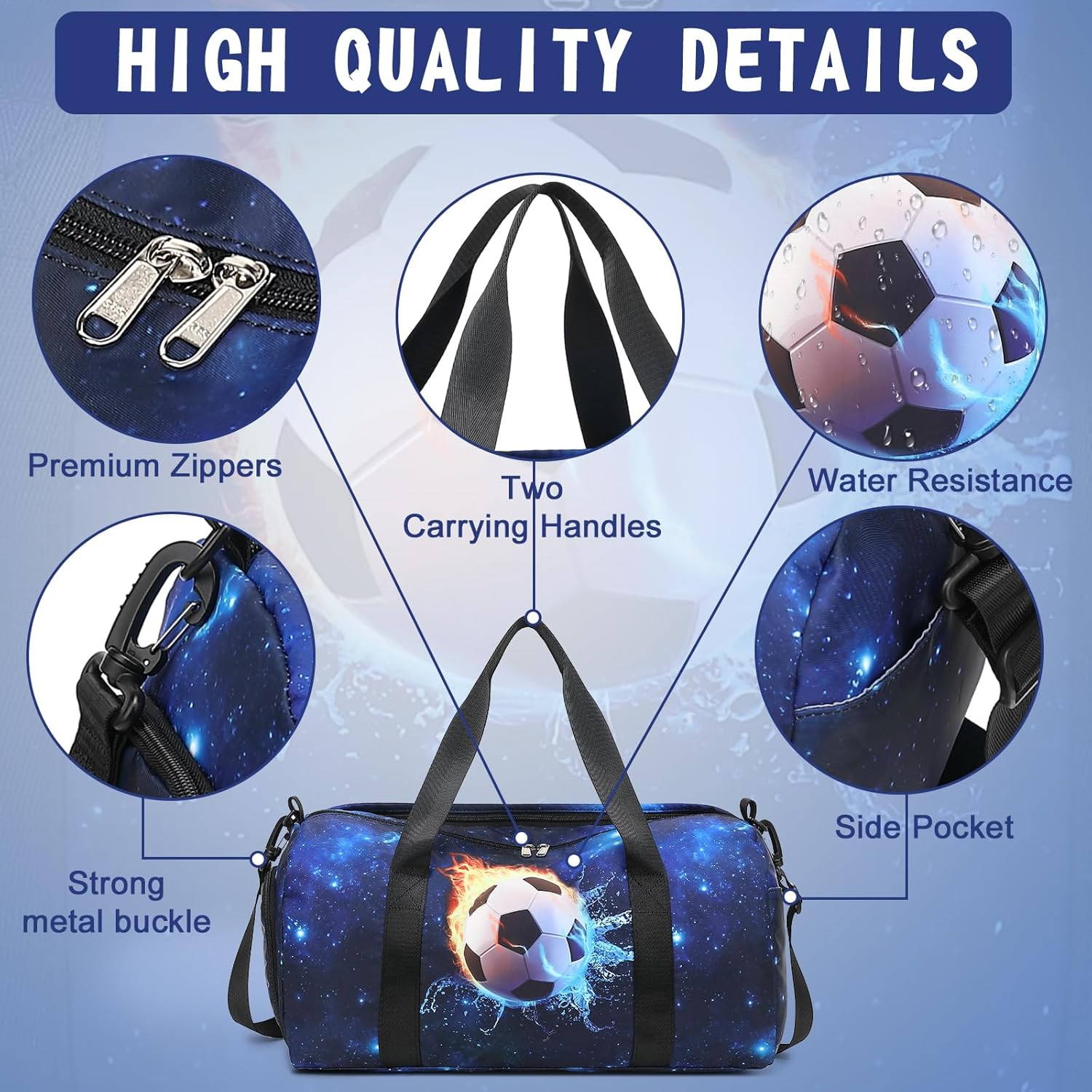 CAMTOP Kids Duffel Bag Overnight Bag for Boys Small Soccer Duffle bag Carry-On Tote for Sport Travel Gym - Image 3