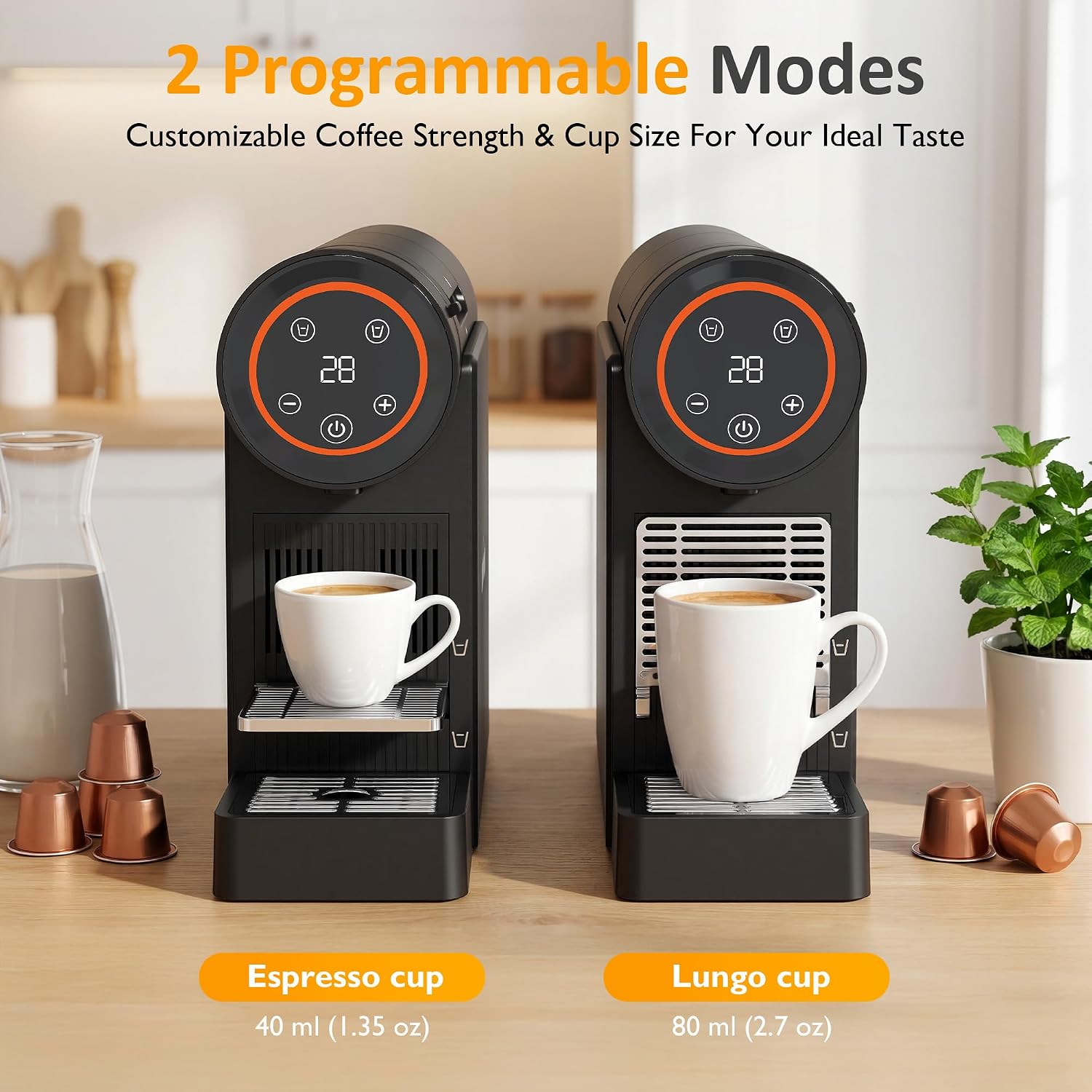 Image showing 2 programmable modes for Espresso and Lungo