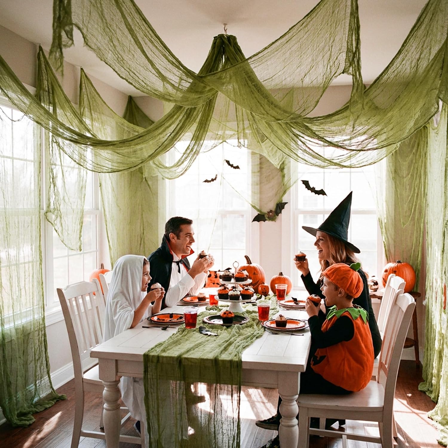 RunNico 197'' x 85'' Halloween Scary Gauze, Spooky Cloth Party Decoration