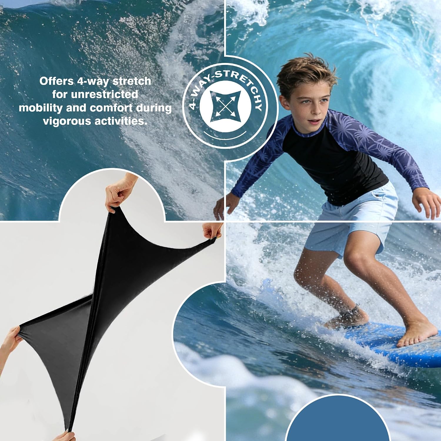 BRISIRA Boys Rash Guard UPF 50+ Kids Swim Shirt Long Sleeve Fishing SPF Sun Protection Quick Dry Cooling for Youth 6-16Y