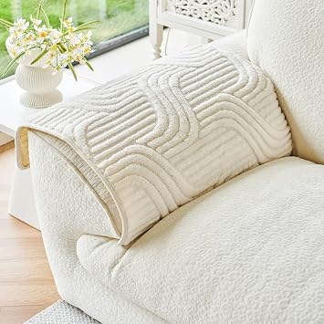 Non Slip Sofa Arm Protector Cover(90x90cm, White, 1PC)
