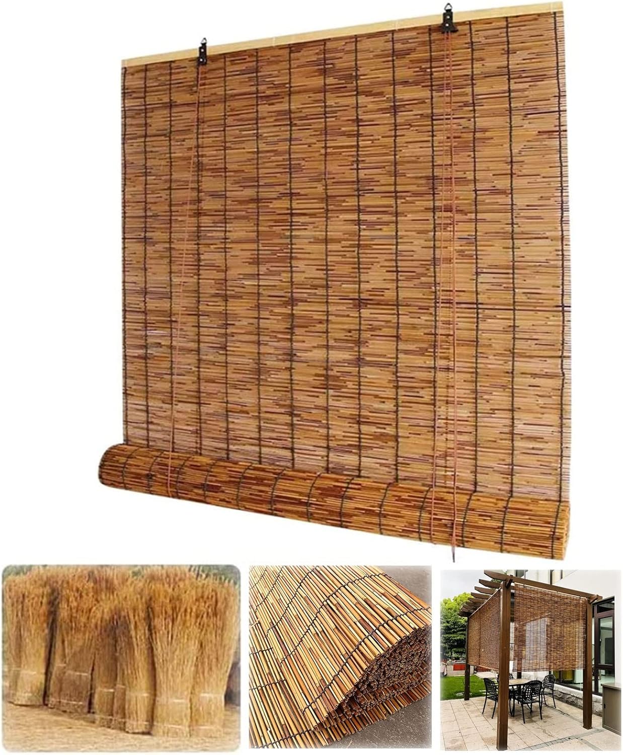 Bamboo Roll Up Blinds for Windows Outdoor Reed Shades