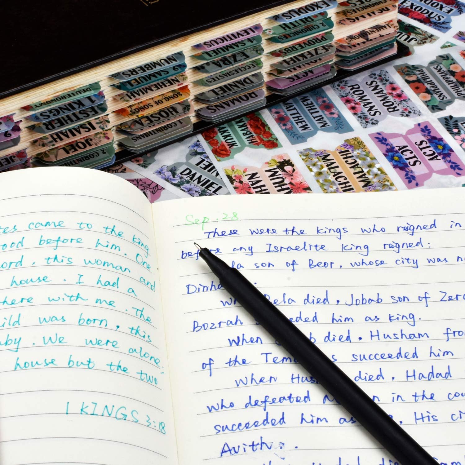 Bible Index Tabs New & Old Testament Tabs Matte Laminated Floral Design - 121 Pcs : Office Products