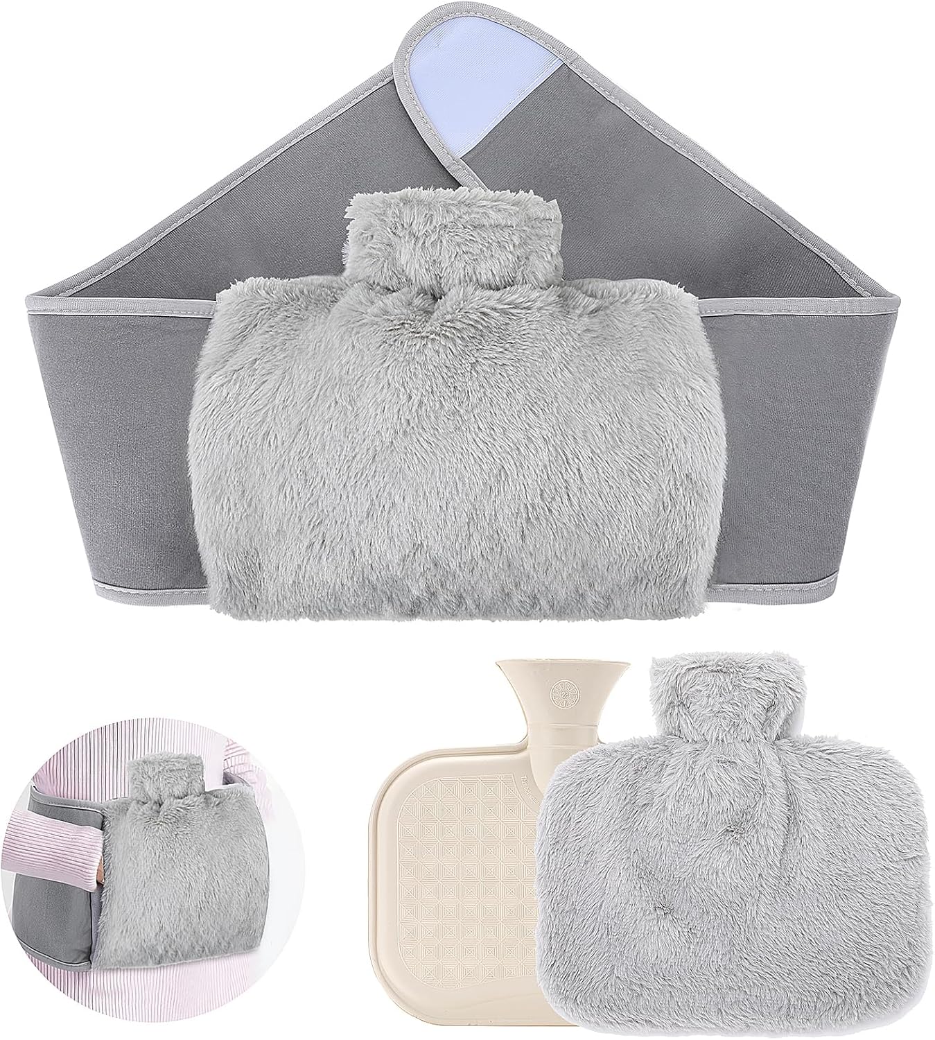 Victop Hot Water Bottle, Fluffy Hot Water Bottle Belt with Soft Waist