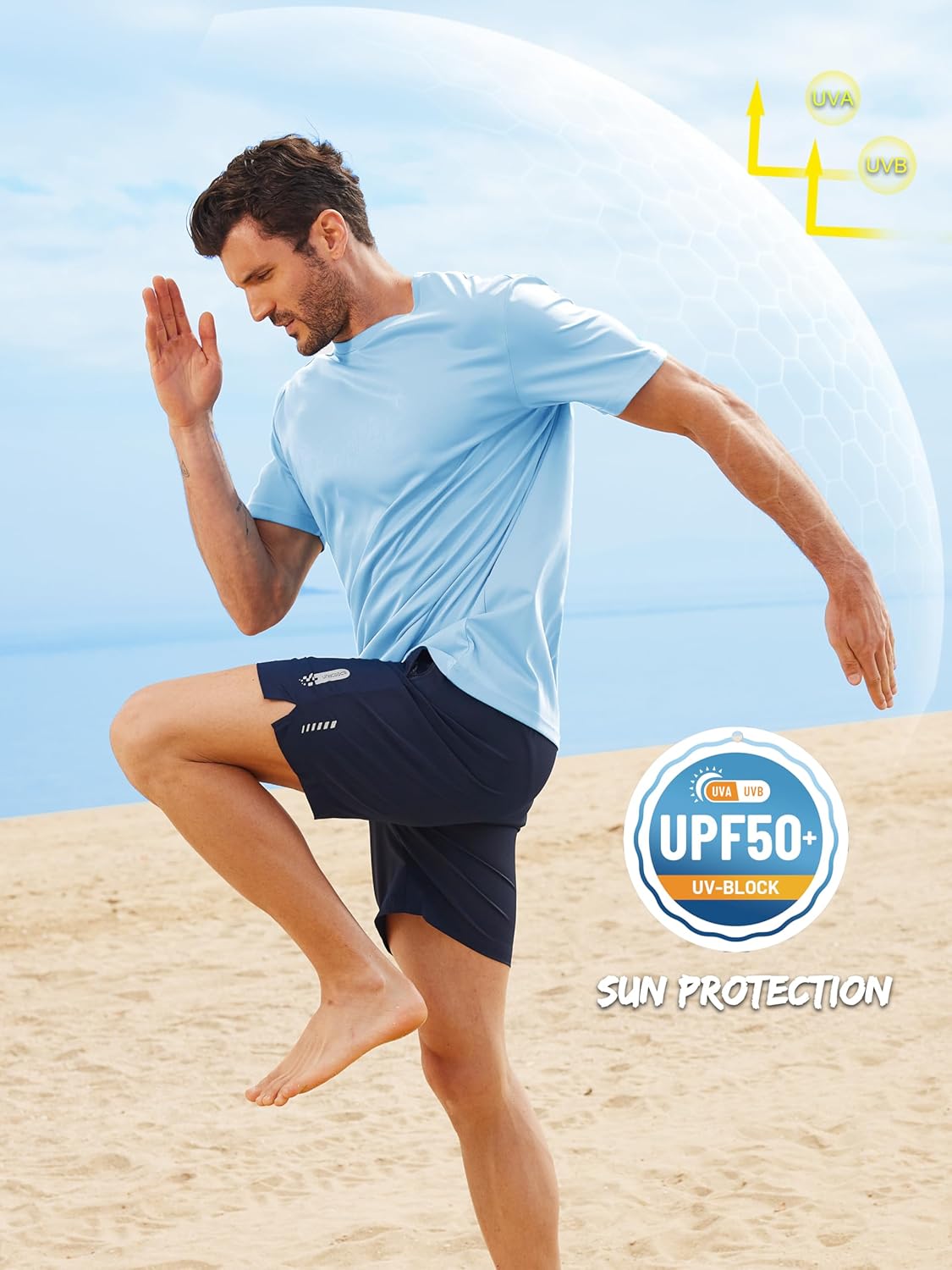 ZITY 5 Packs Men's UPF 50+ Sun Protection T-Shirts Workout Fishing Swimming Rash Guard Fast Dry Breathable Shirt