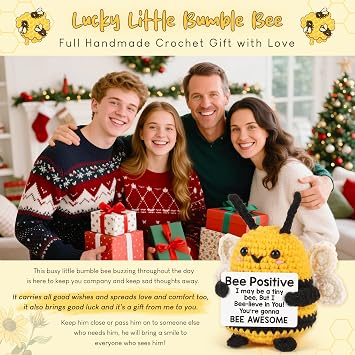 LEJIAJINW Funny Easter Basket Essentials Stuffers Mom Gifts Mothers Day Grandma Friends Teacher Appreciation Gift Coworker Employee Boss Mini Positive Crochet Bee Decor