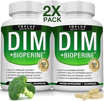 Toplux DIM Supplement 910mg - Diindolylmethane to Support Estrogen Metabolism & Hormone Balance for Men & Women, Vegan Non-GMO 60 Capsules