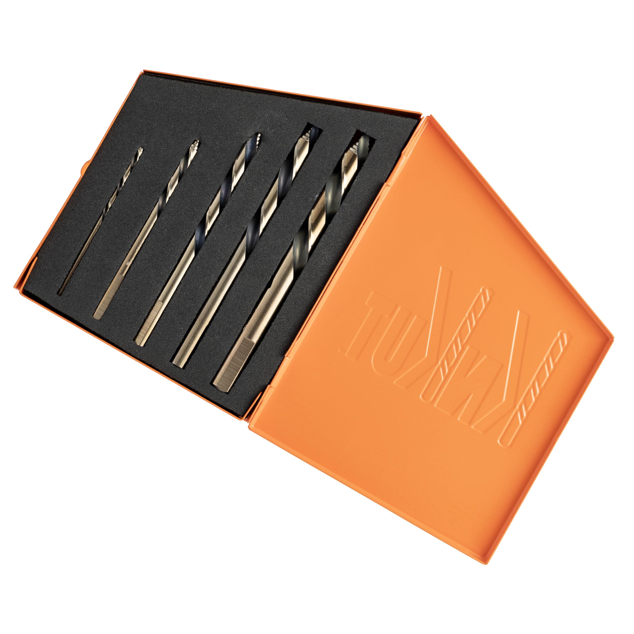 KnKut 5 Piece Left Hand Step Point Mechanics Length Drill Bit Set