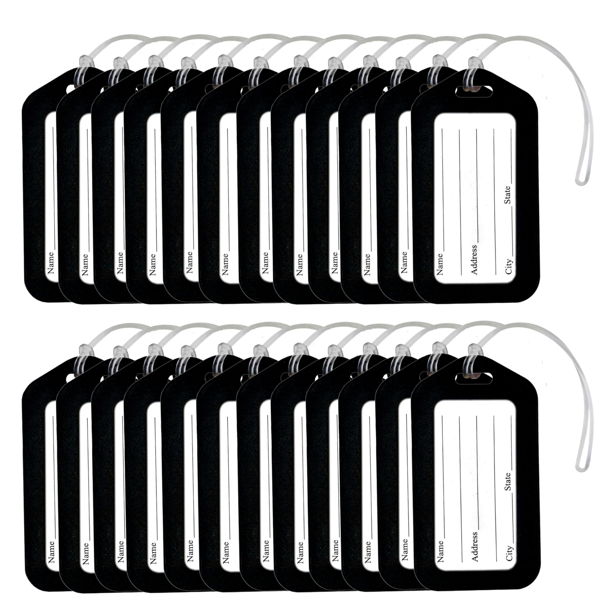 Storite Pack of 24 Luggage Tags, Smart Tags for Travel suitcases, School Bags for Easily Identification of Bags (Black) (B0CG927G8D) Amazon Price History, Amazon Price Tracker