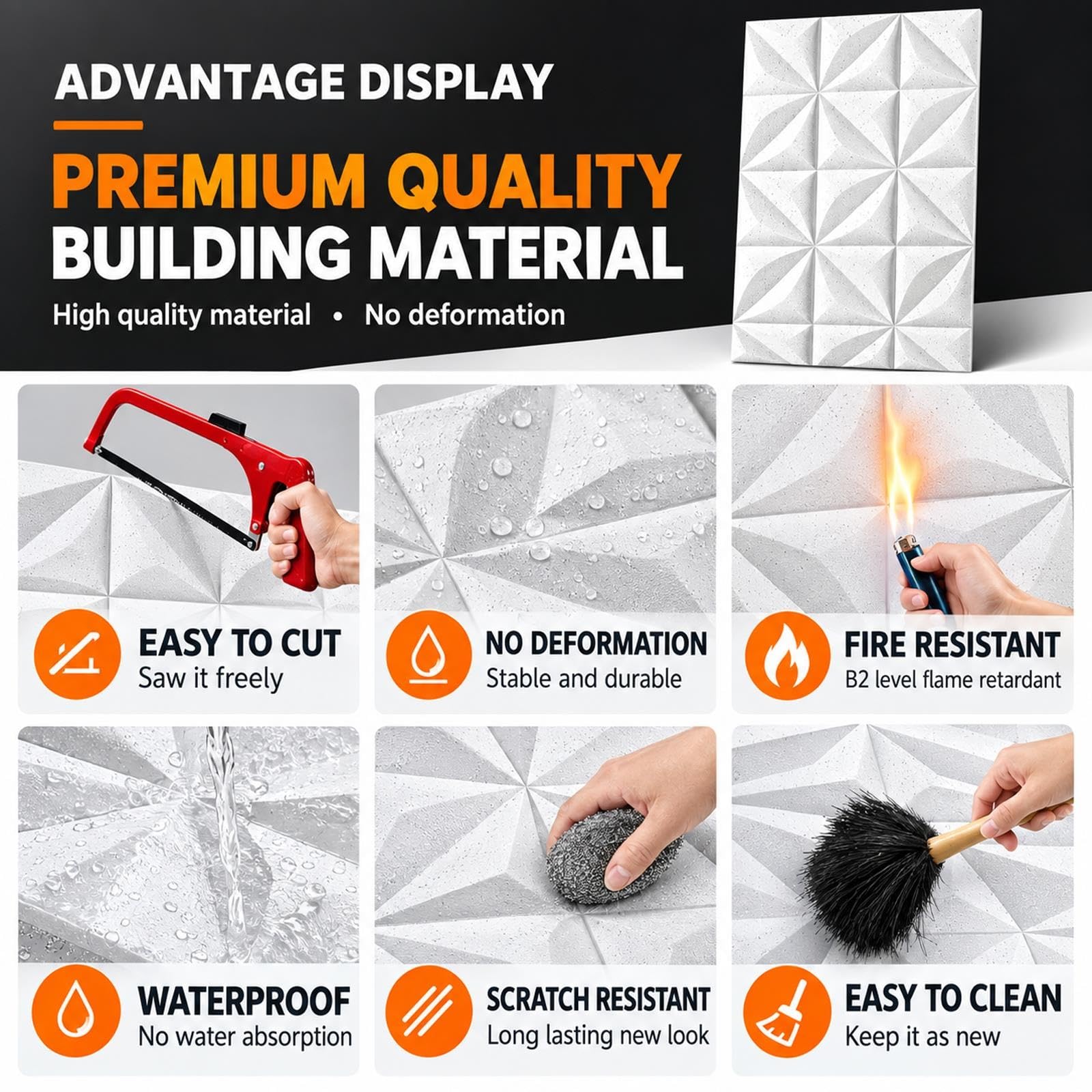 Paneles Decorativos para Pared 3D Impermeables Cobertura de 0,72 M²
