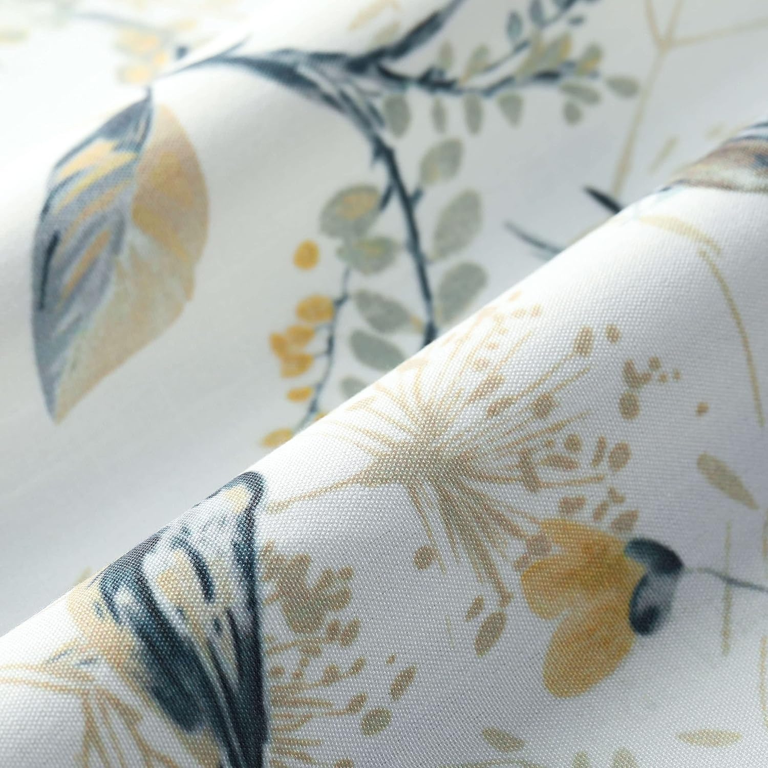 Leeva Window Treatment Curtain for Dorm and Sliding Door, Classic Birds and Leaves Print Pattern Bedroom Grommet Top Drapes for Living Room, 2 Panels, 52 x 96