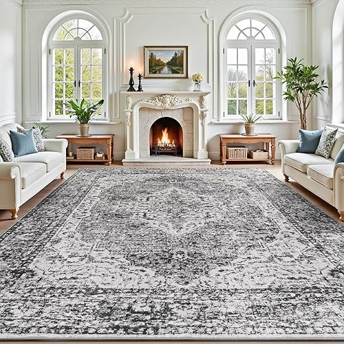 Miniatura 21 de Lofus Alfombras de área de 5 x 7 pies para sala de estar, alfombras lavables para dormitorio, cocina, alfombra bohemia vintage, suave, Vintage Beige