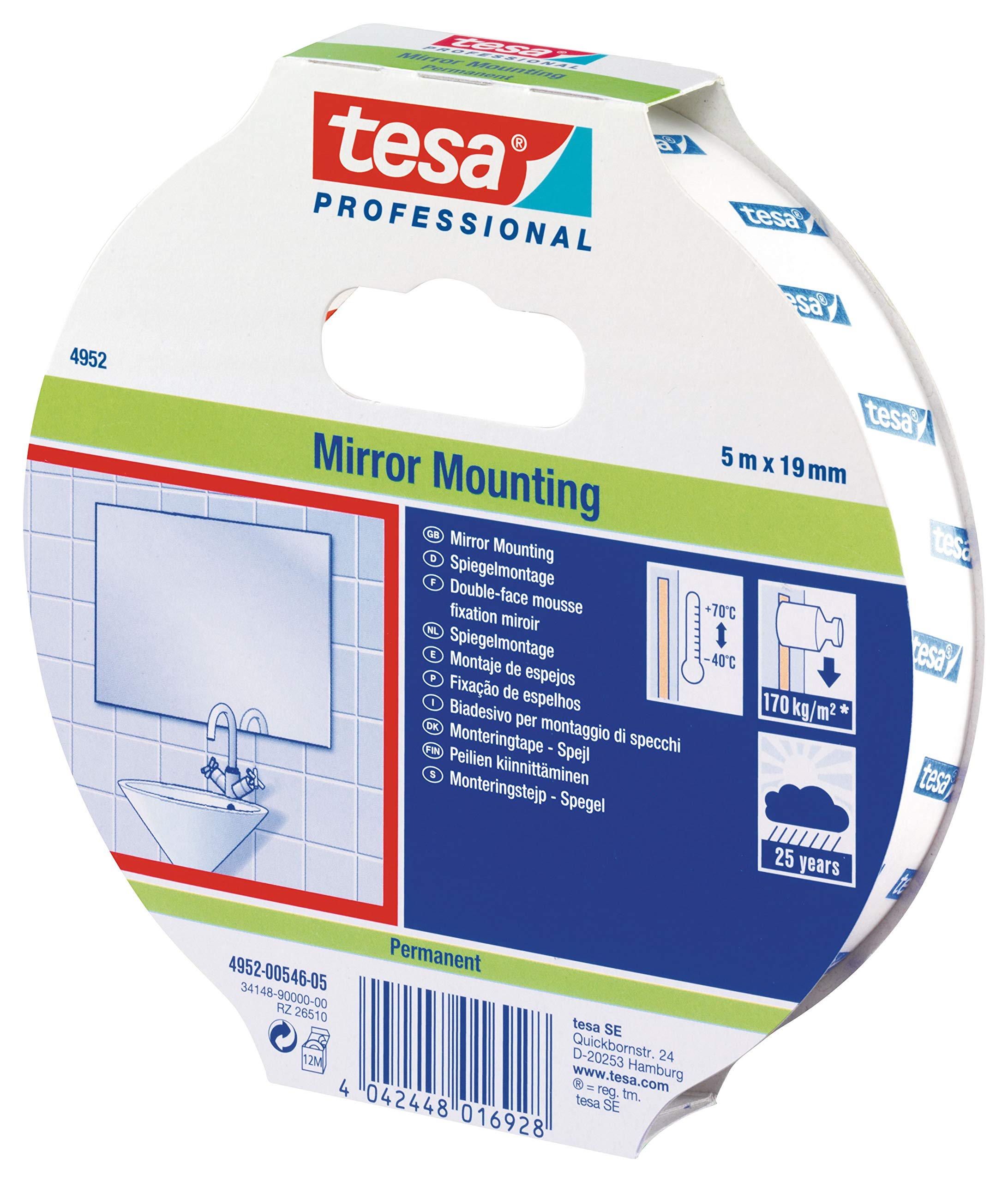 Tesa - Nastro Biadesivo per Specchi ml 5x19mm Pezzi 10