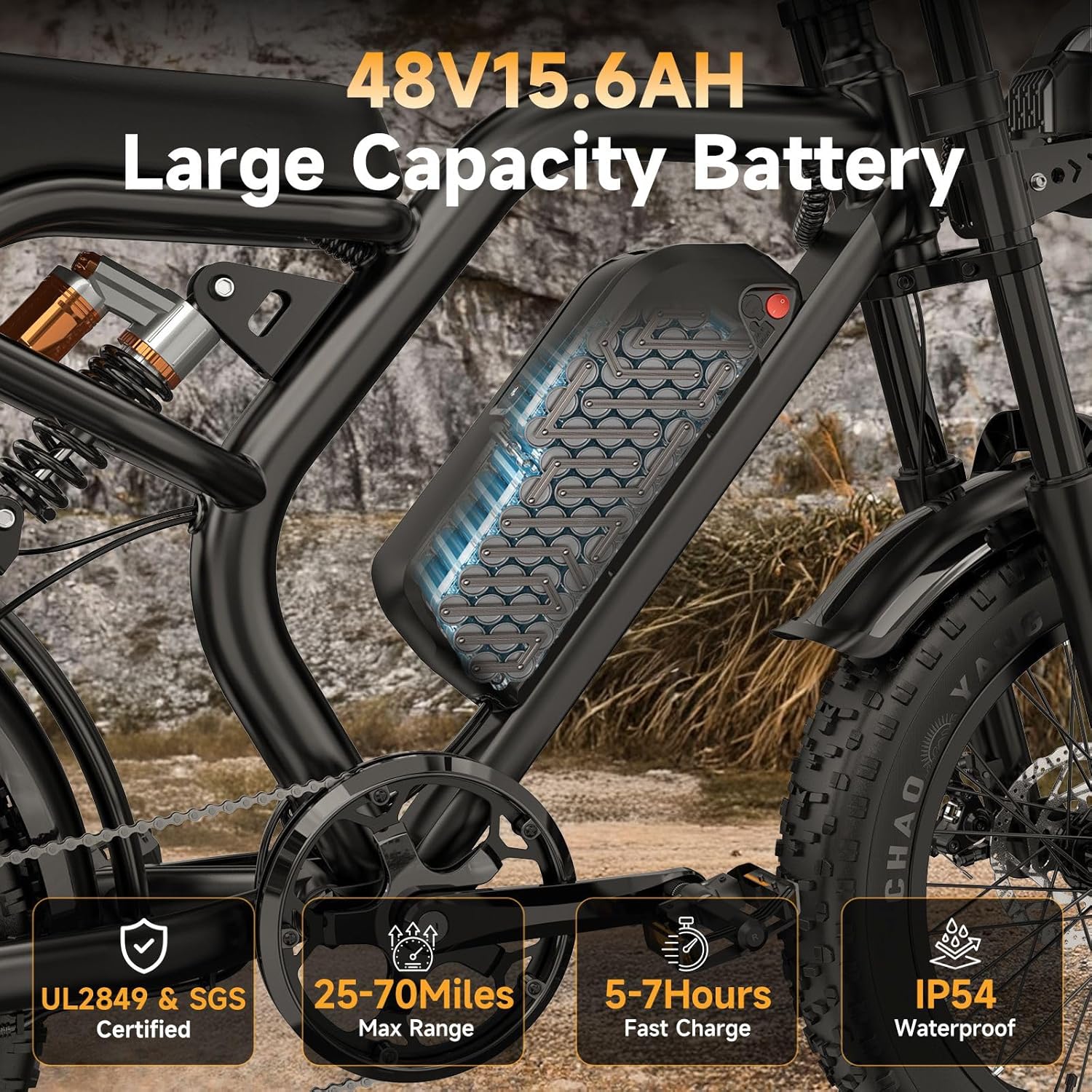 HiKeep Electric Dirt Bike for Adults - Peak 1500W/3000W Electric Bikes, 28-35MPH, 48V/52V 15.6Ah/25Ah/40Ah, 70-120 Mile(PAS Mode), 16/20 Inch All-Terrain Fat Tire Electric Motorcycle