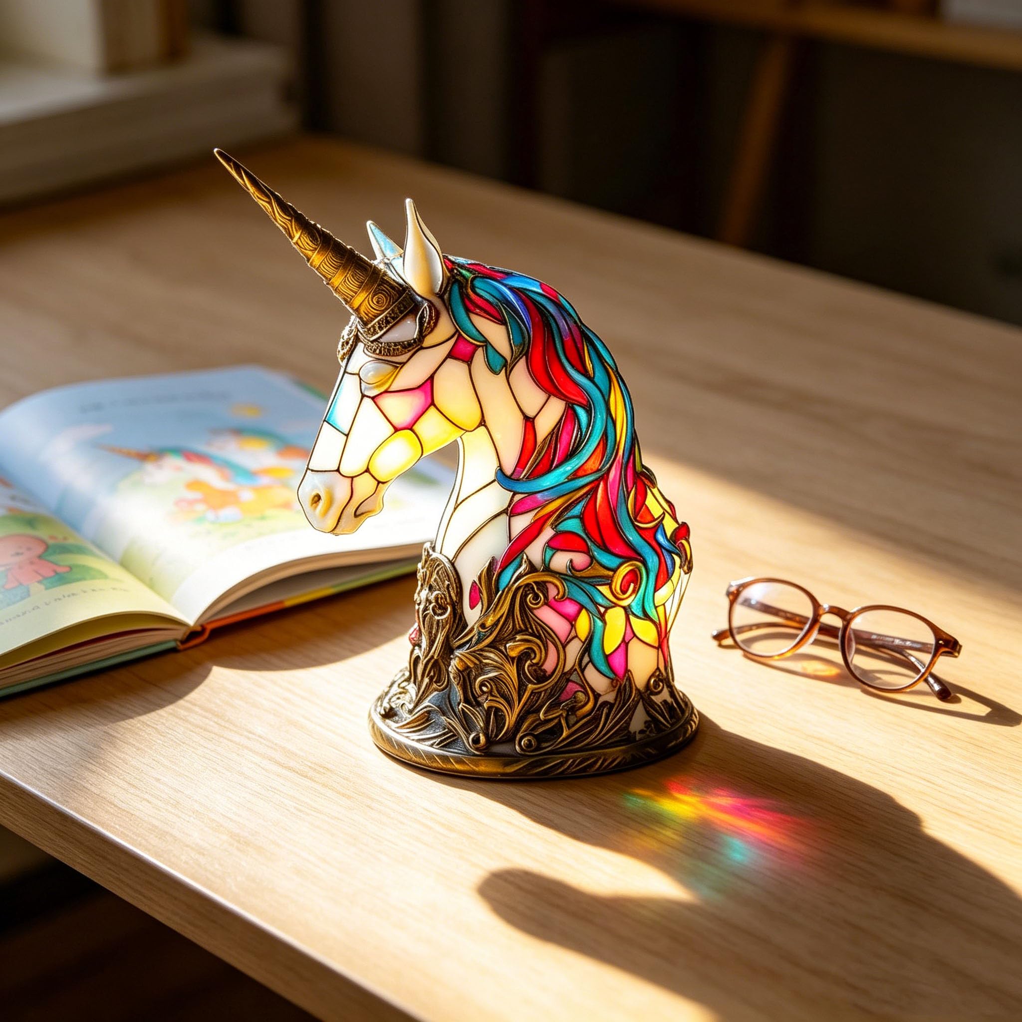 hogarevrumah Mini Colorful Horse Ornament, LED Ornament Night Light Desktop Decoration Birthday Gift for Kids, 21x11x14cm