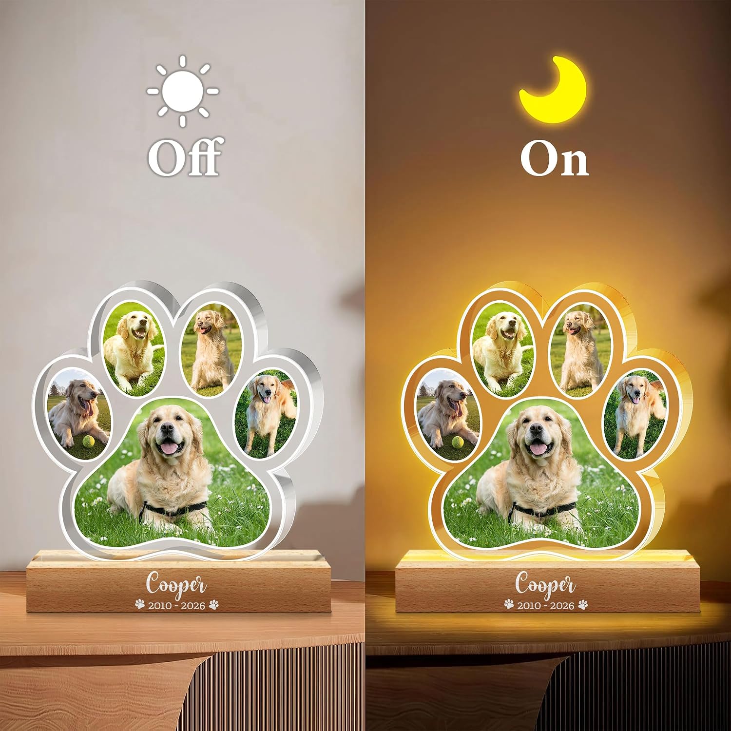 Hyturtle Personalized Dog Memorial Gifts for Loss of Dog - Custom Night Light with Picture - Pet Memorial Gift for Loss of Cat - Bereavement Gifts Dogs - Pet Memorial Gifts for Dogs