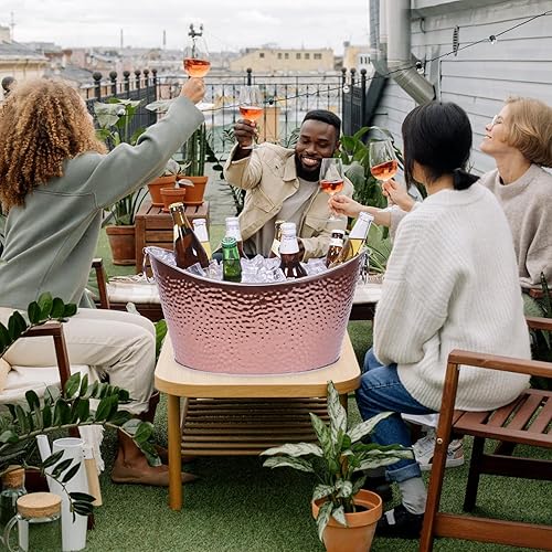 Miniatura 8 de Bañera de bebidas de 12 L, cubo de champán de acero inoxidable, cubo de hielo grande con asas, cubo de bebida para fiestas, bar en casa